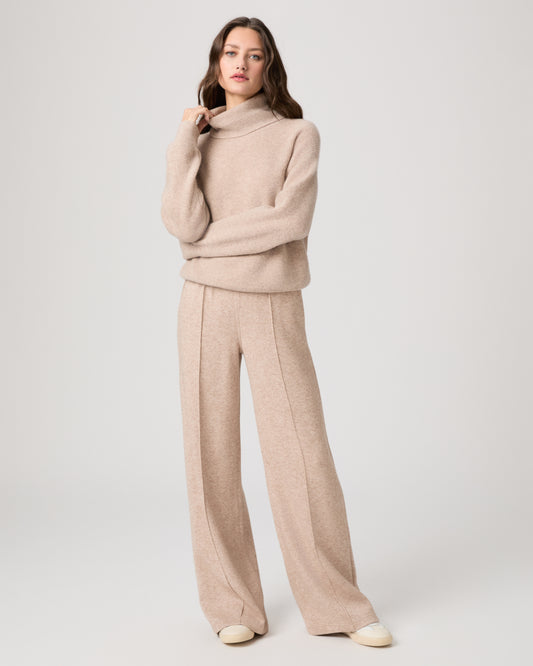Harper Wide Leg Pant - Heathered Camel