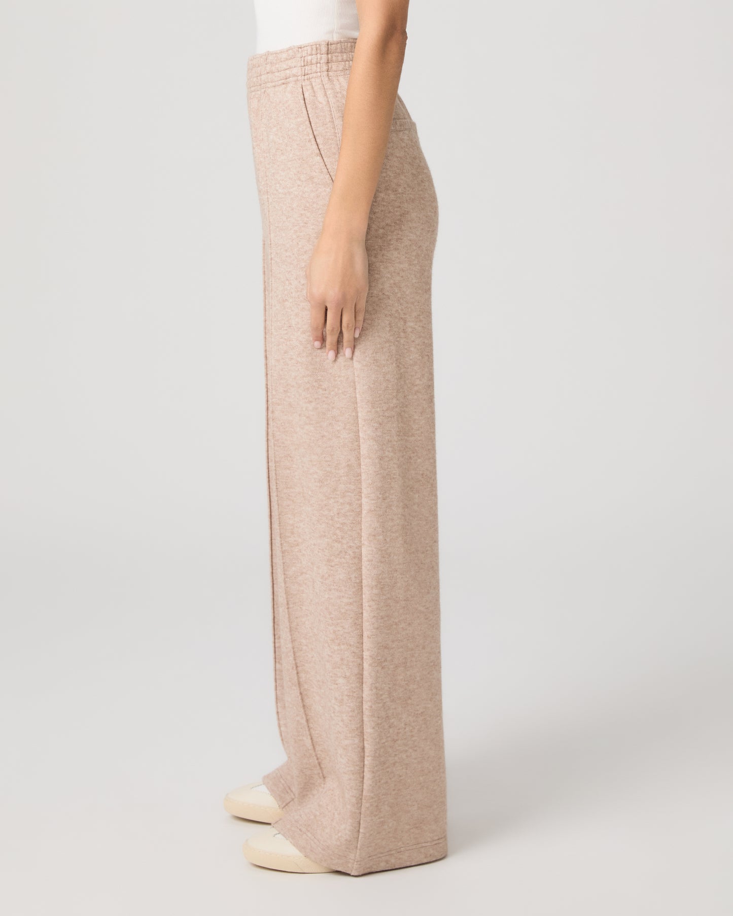 Harper Wide Leg Pant - Heathered Camel