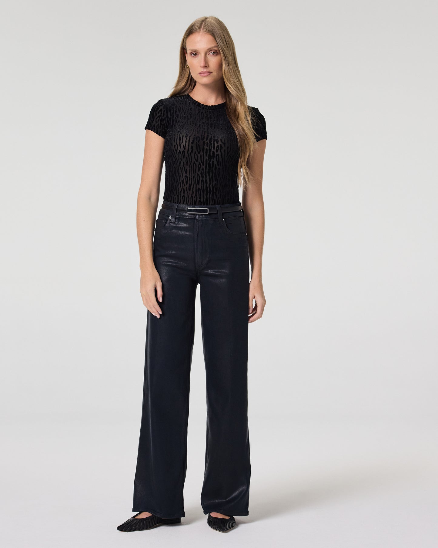 Sasha 32 Inch Wide Leg Jean - Navy Seascape Luxe Coating 23