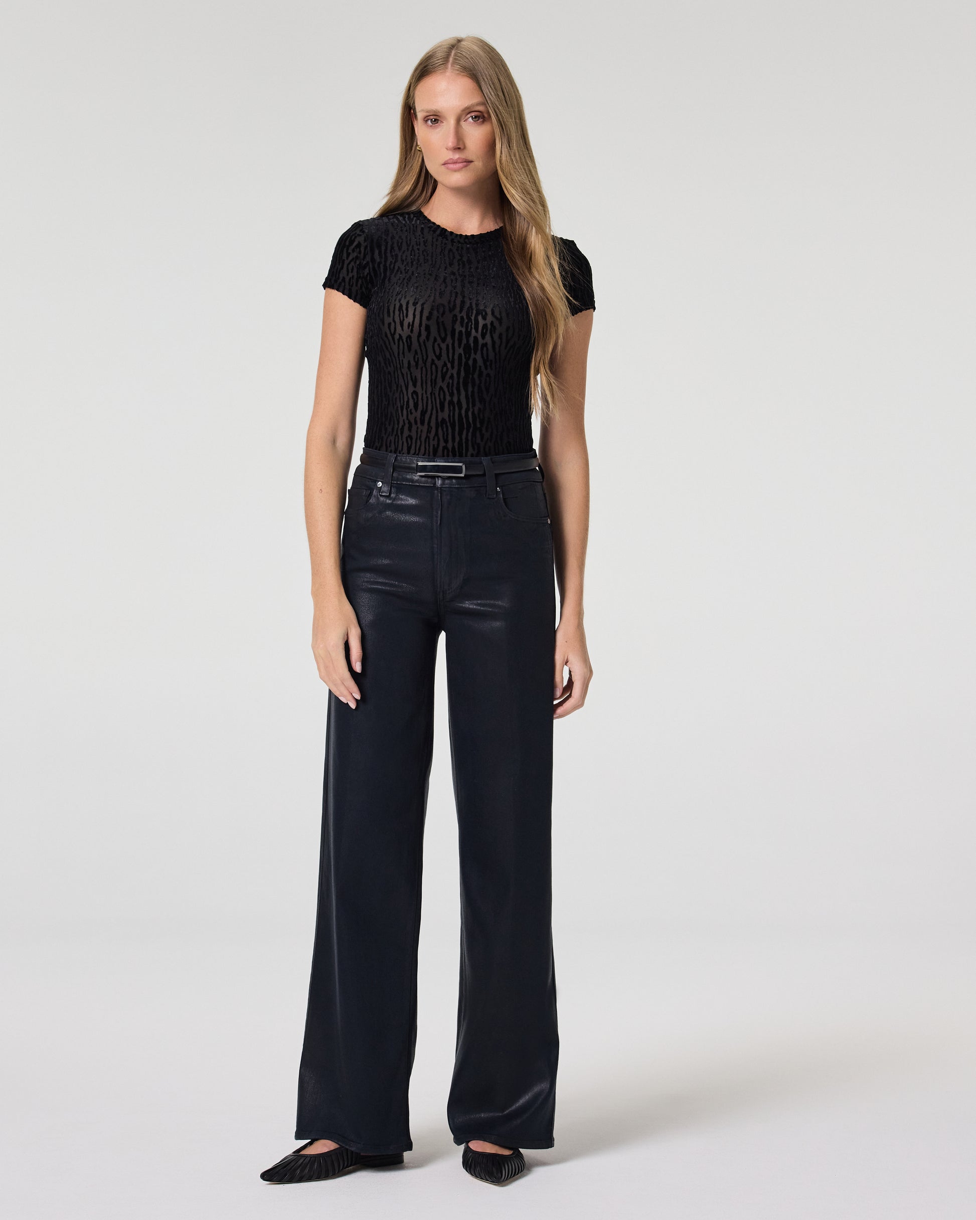 Sasha 32 Inch Wide Leg Jean - Navy Seascape Luxe Coating 23