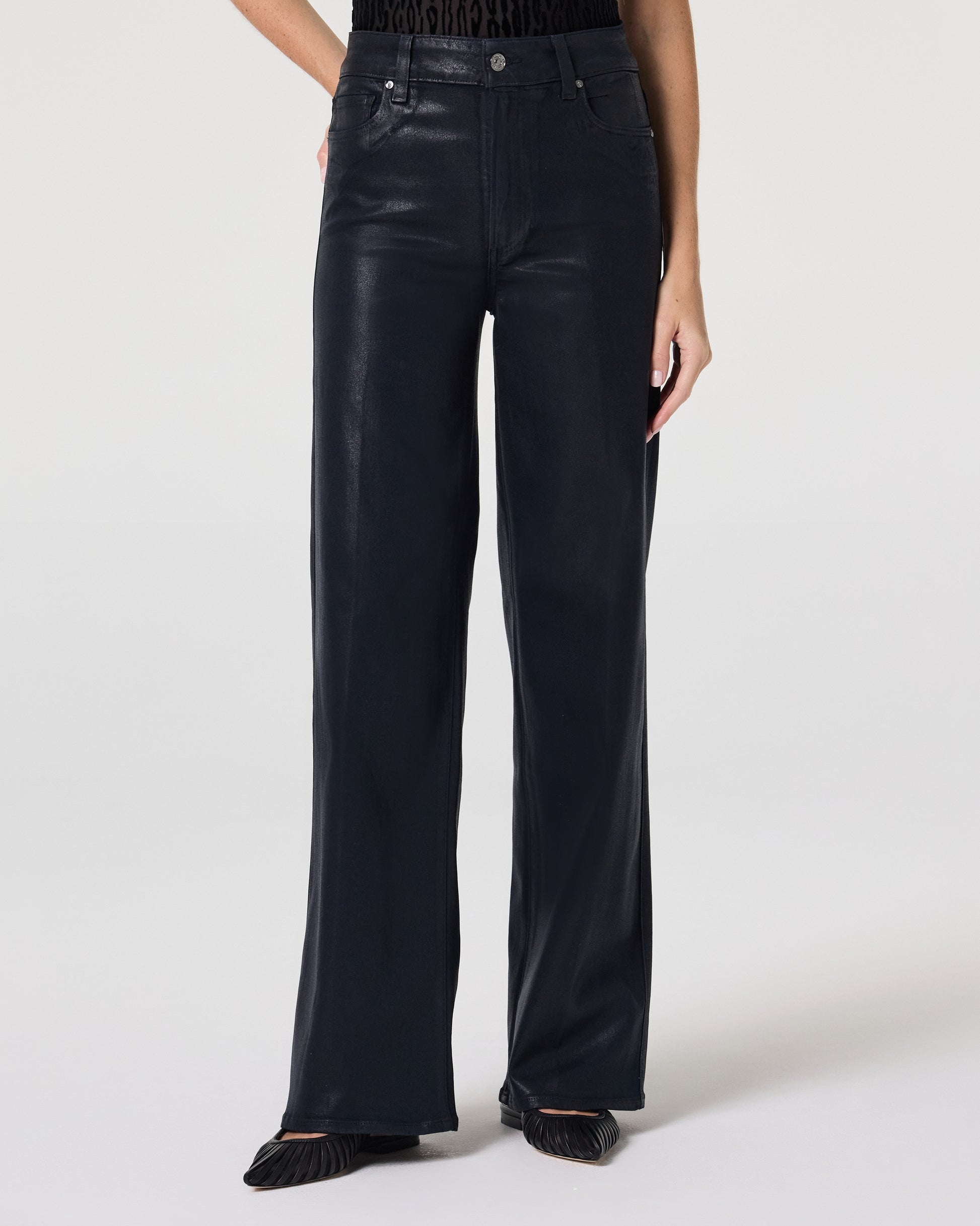 Sasha 32 Inch Wide Leg Jean - Navy Seascape Luxe Coating 23