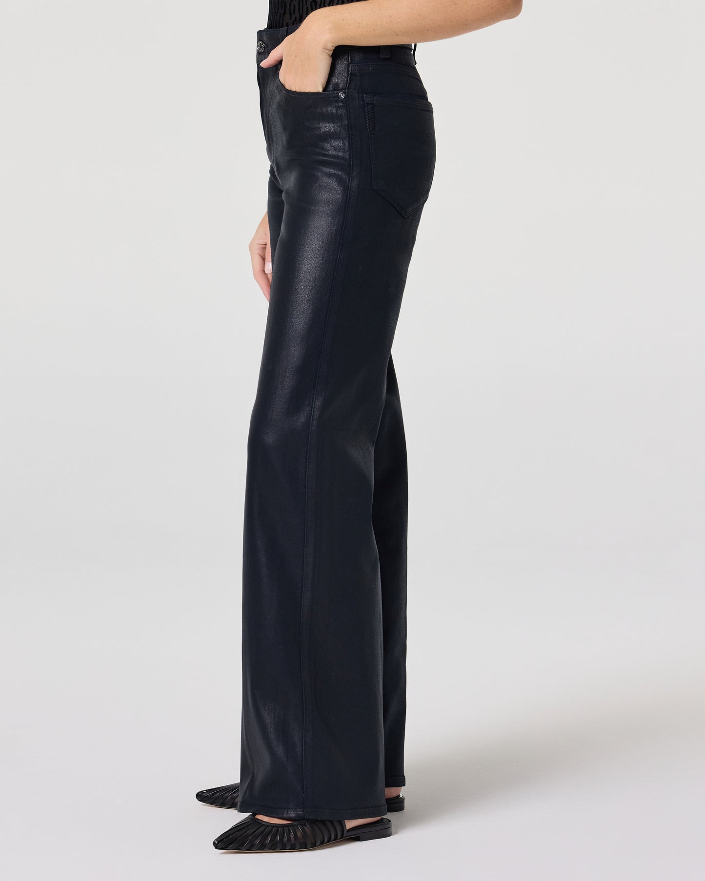 Sasha 32 Inch Wide Leg Jean - Navy Seascape Luxe Coating 23