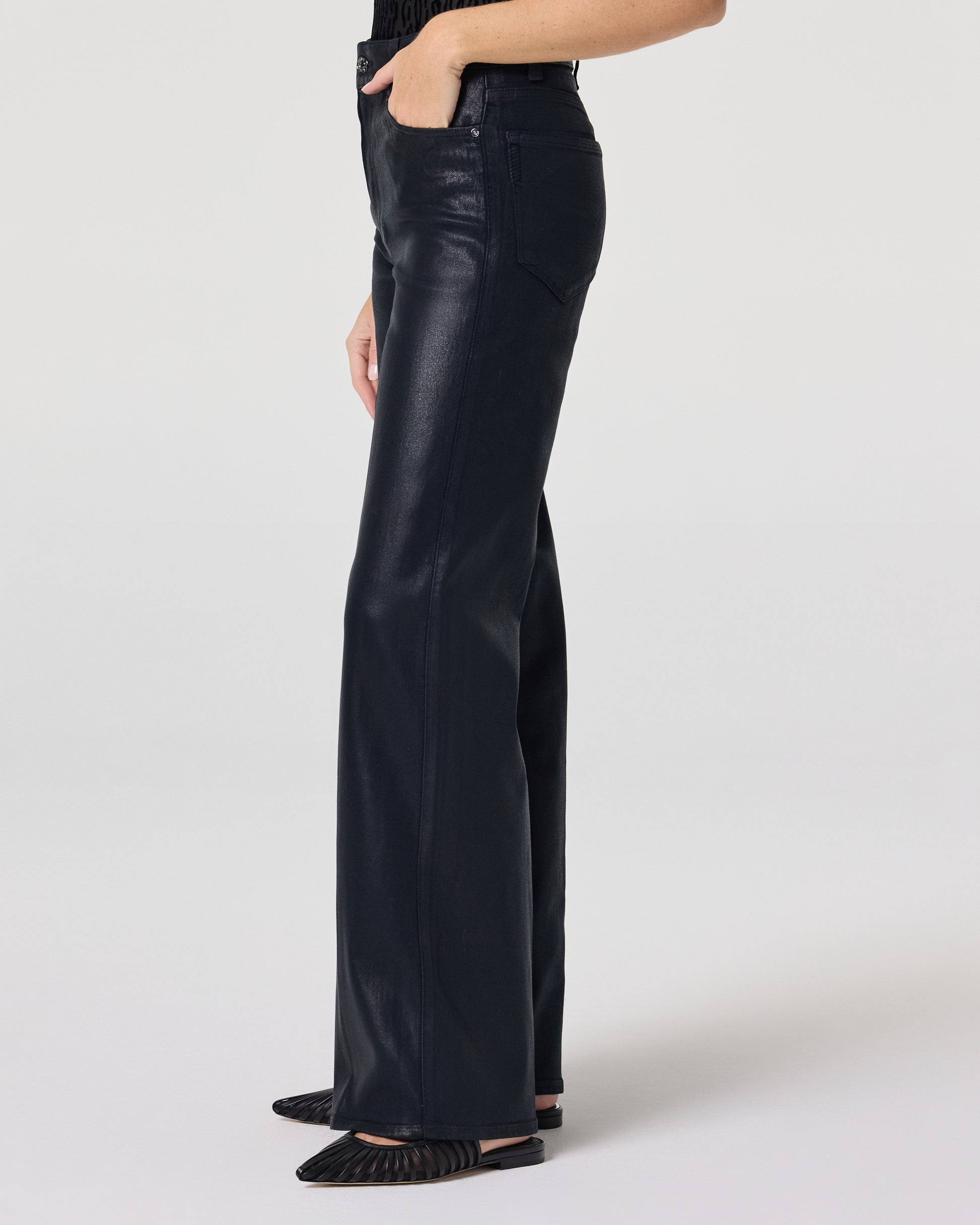 Sasha 32 Inch Wide Leg Jean - Navy Seascape Luxe Coating 23