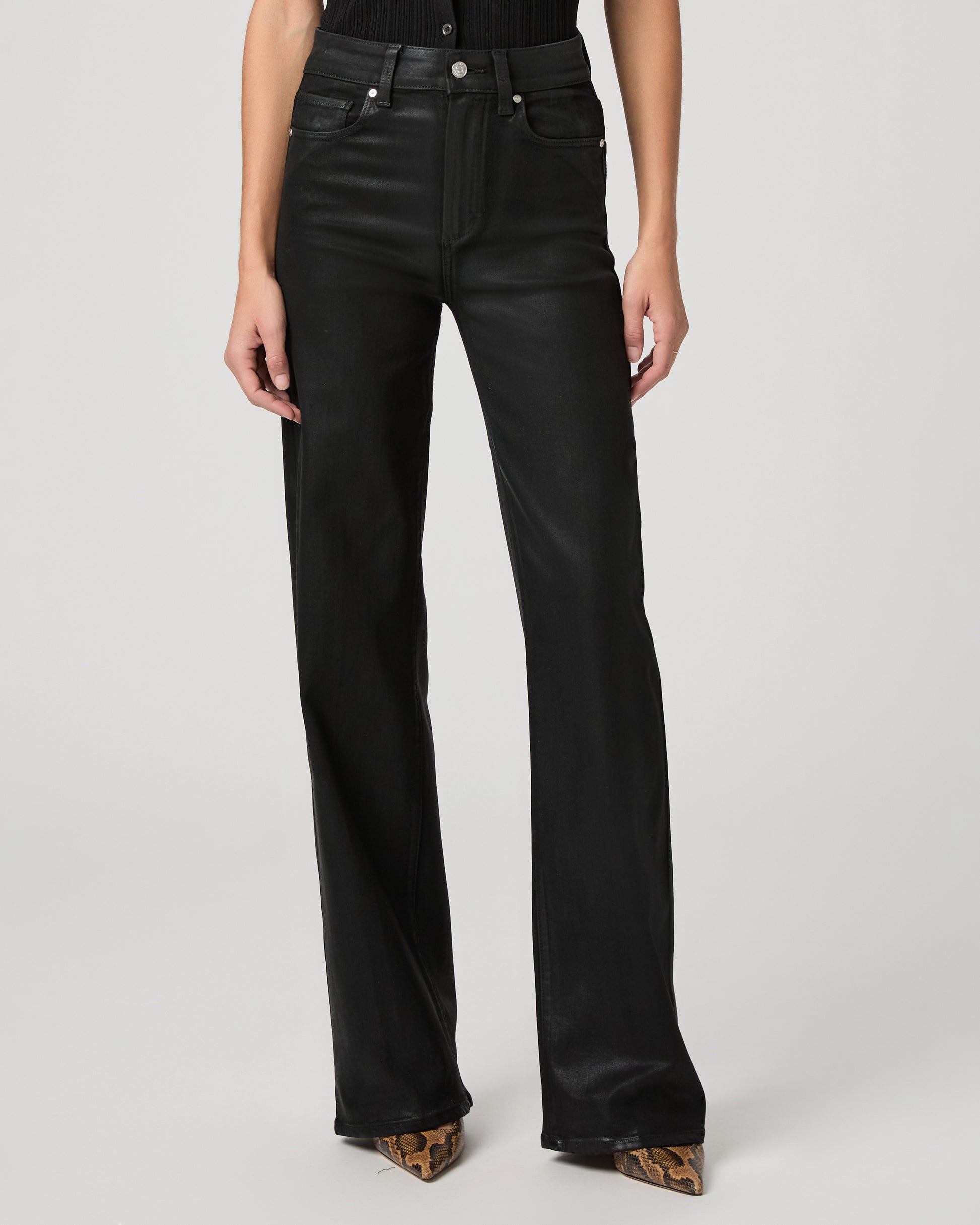 Sasha 32 Inch Wide Leg Jean - Black Fog Luxe Coating 23