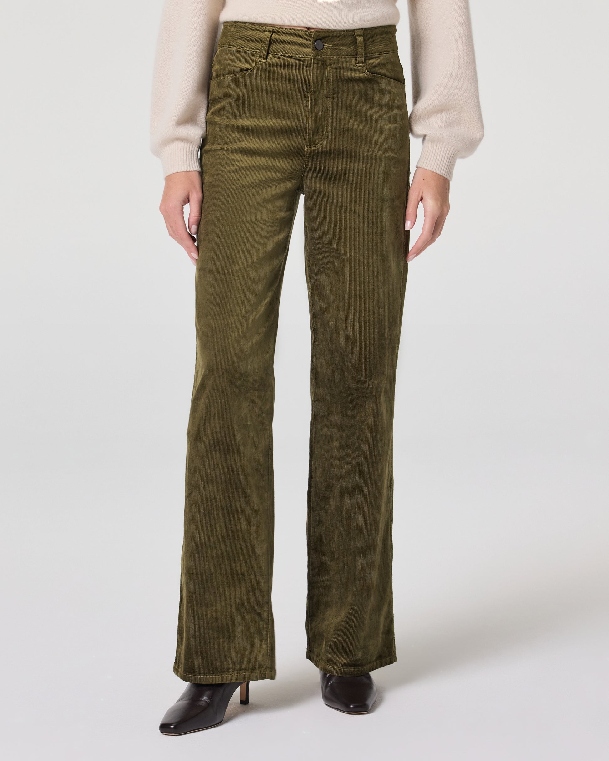 Sasha 32 Inch Wide Leg Pant - Dark Brushed Olive Corduroy 23