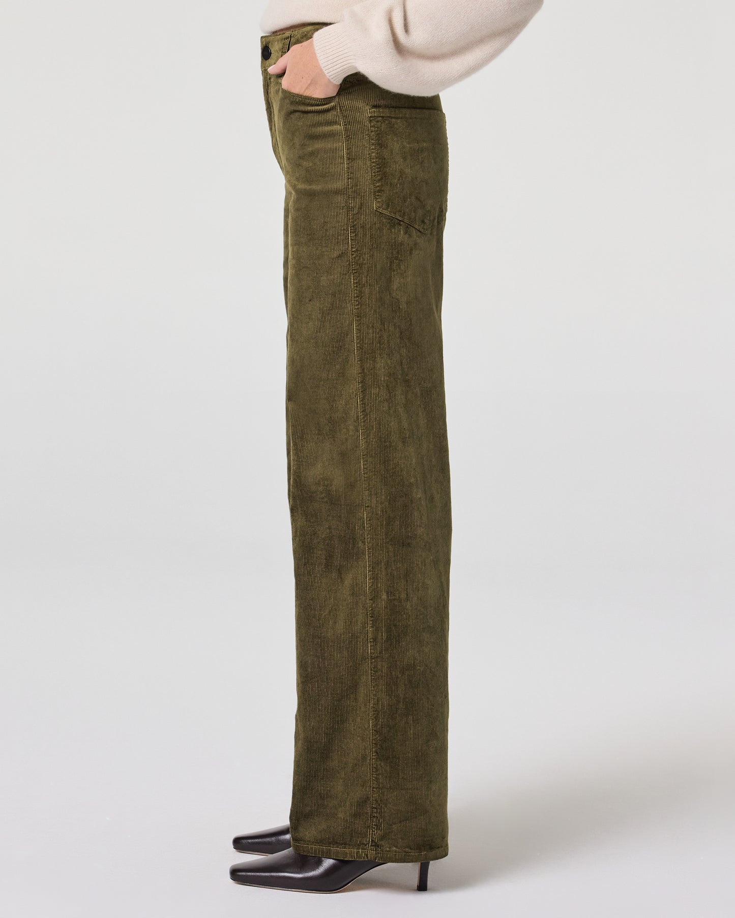 Sasha 32 Inch Wide Leg Pant - Dark Brushed Olive Corduroy 23