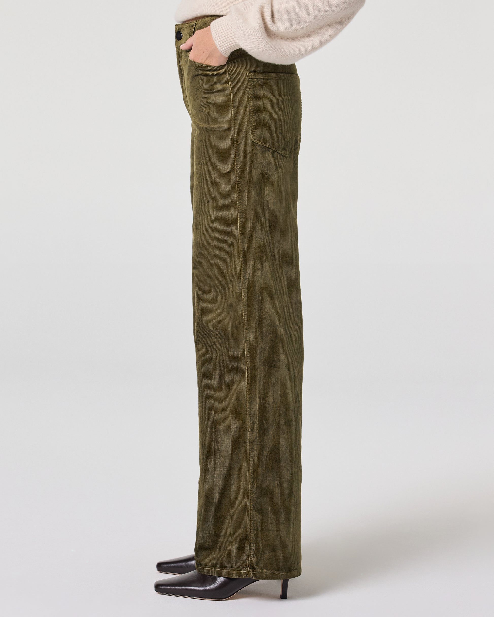 Sasha 32 Inch Wide Leg Pant - Dark Brushed Olive Corduroy 23
