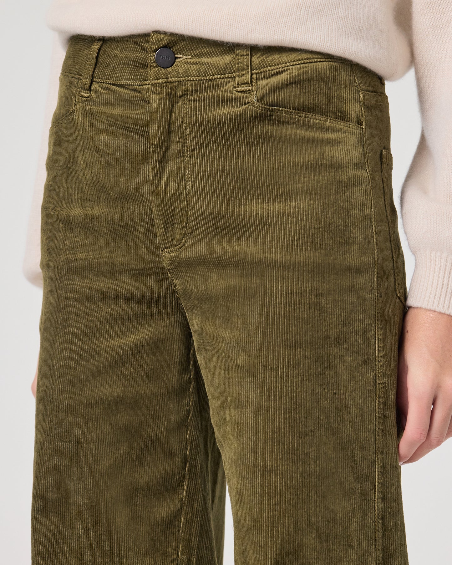 Sasha 32 Inch Wide Leg Pant - Dark Brushed Olive Corduroy 23