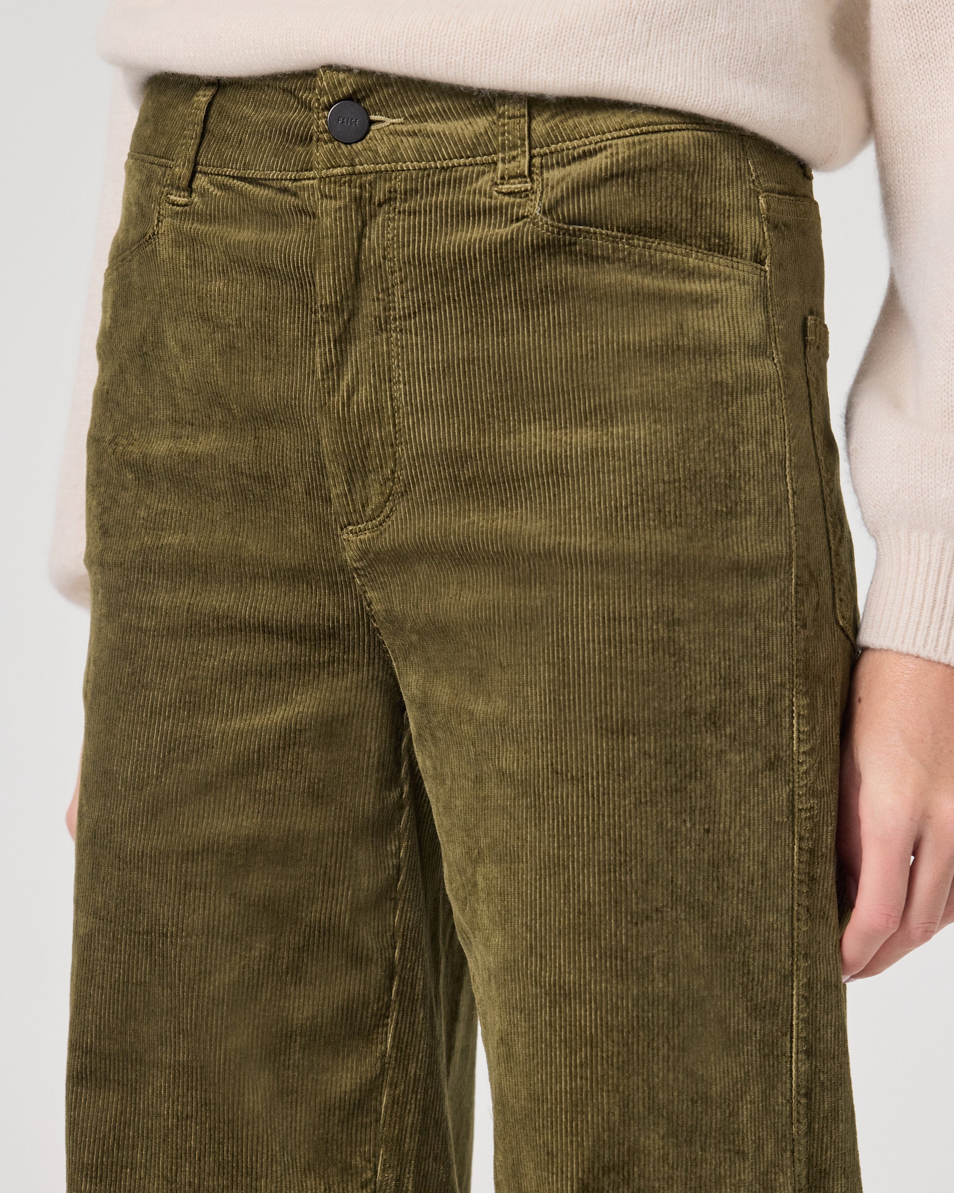 Sasha 32 Inch Wide Leg Pant - Dark Brushed Olive Corduroy 23