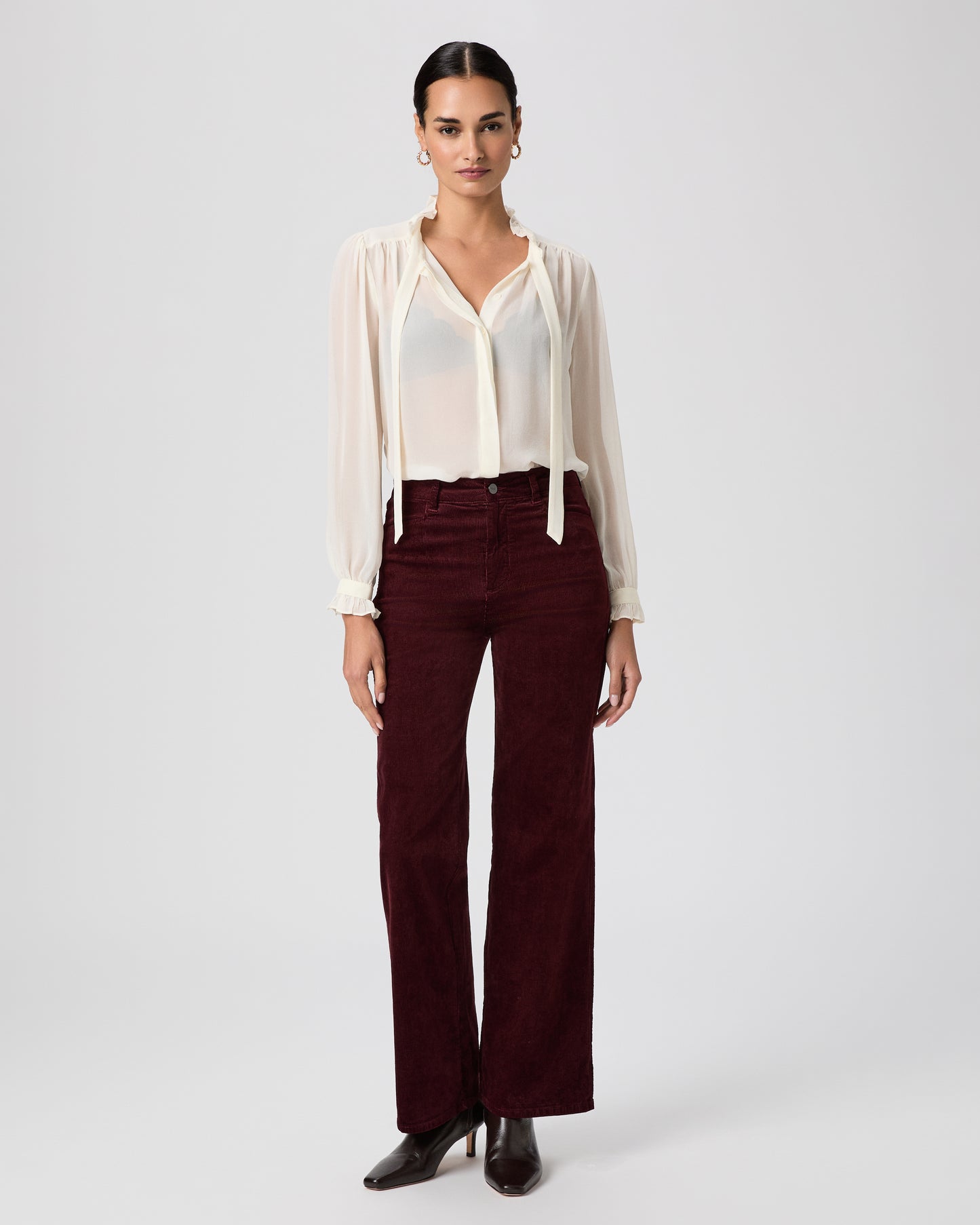 Sasha 32 Inch Wide Leg Pant - Dark Oxblood Corduroy 23