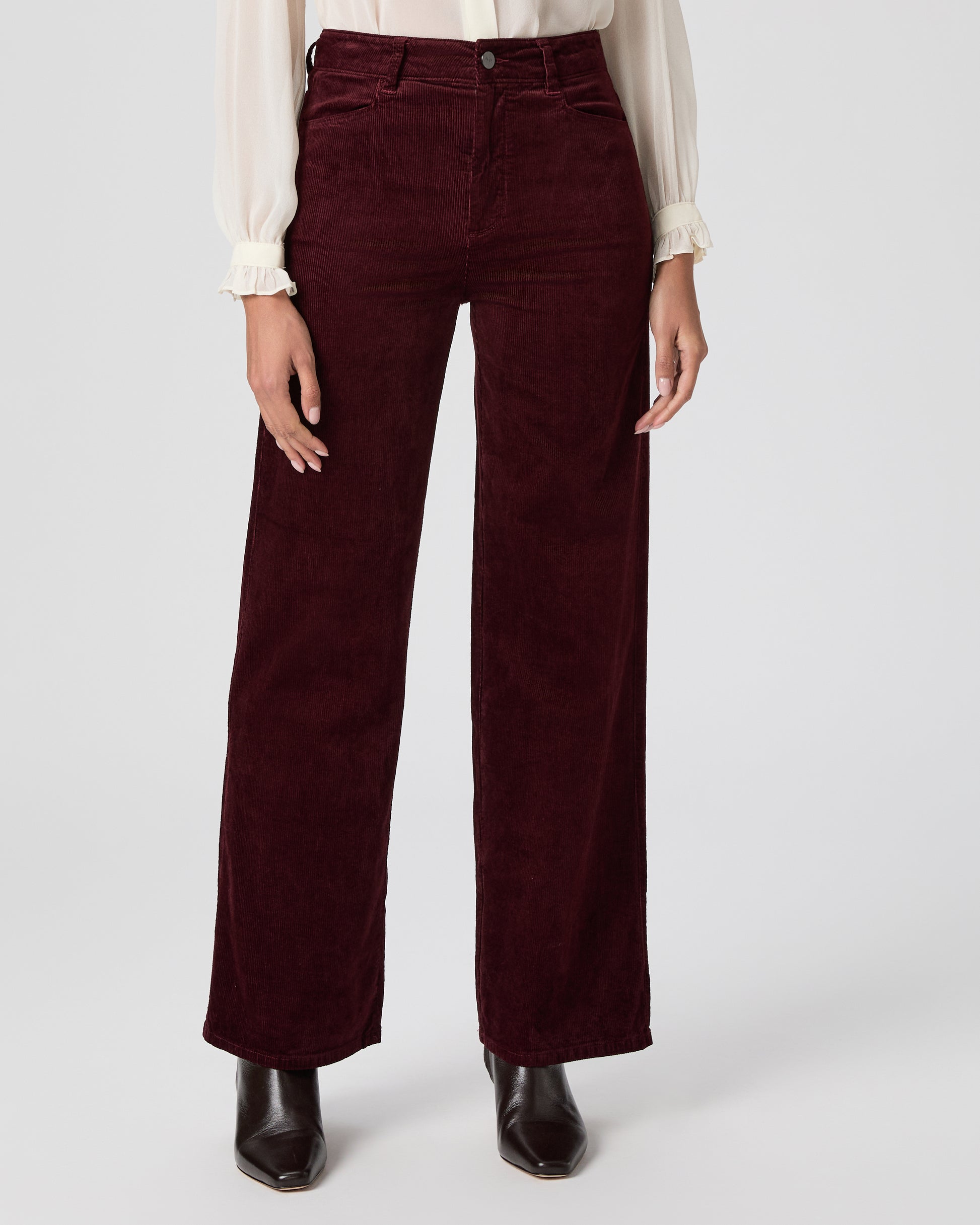 Sasha 32 Inch Wide Leg Pant - Dark Oxblood Corduroy 23