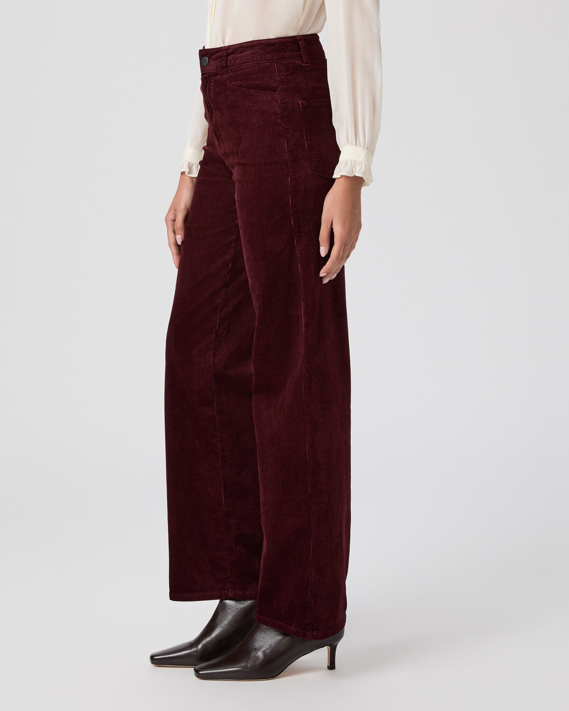 Sasha 32 Inch Wide Leg Pant - Dark Oxblood Corduroy 23