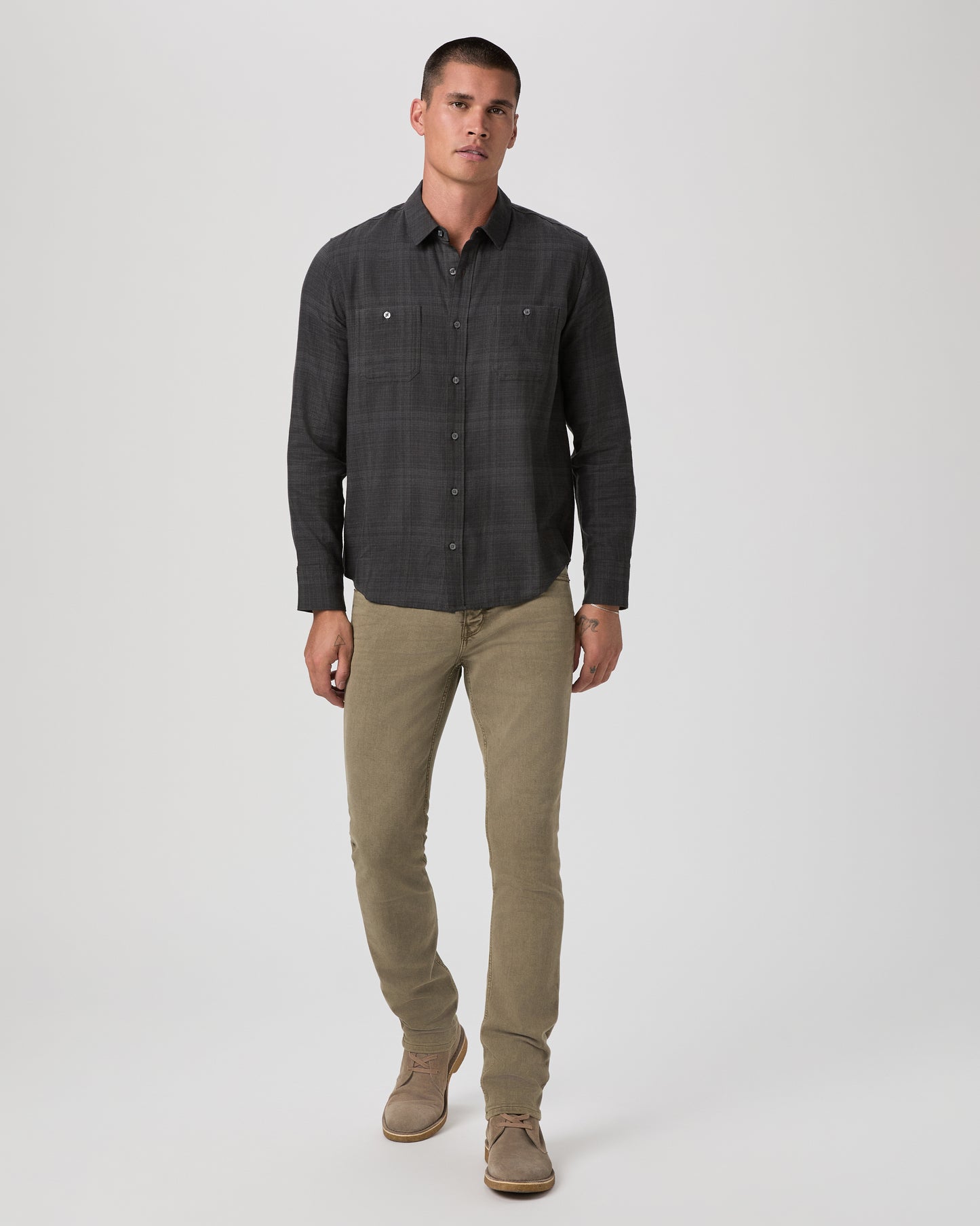 Everett Shirt - Black Charcoal Plaid S