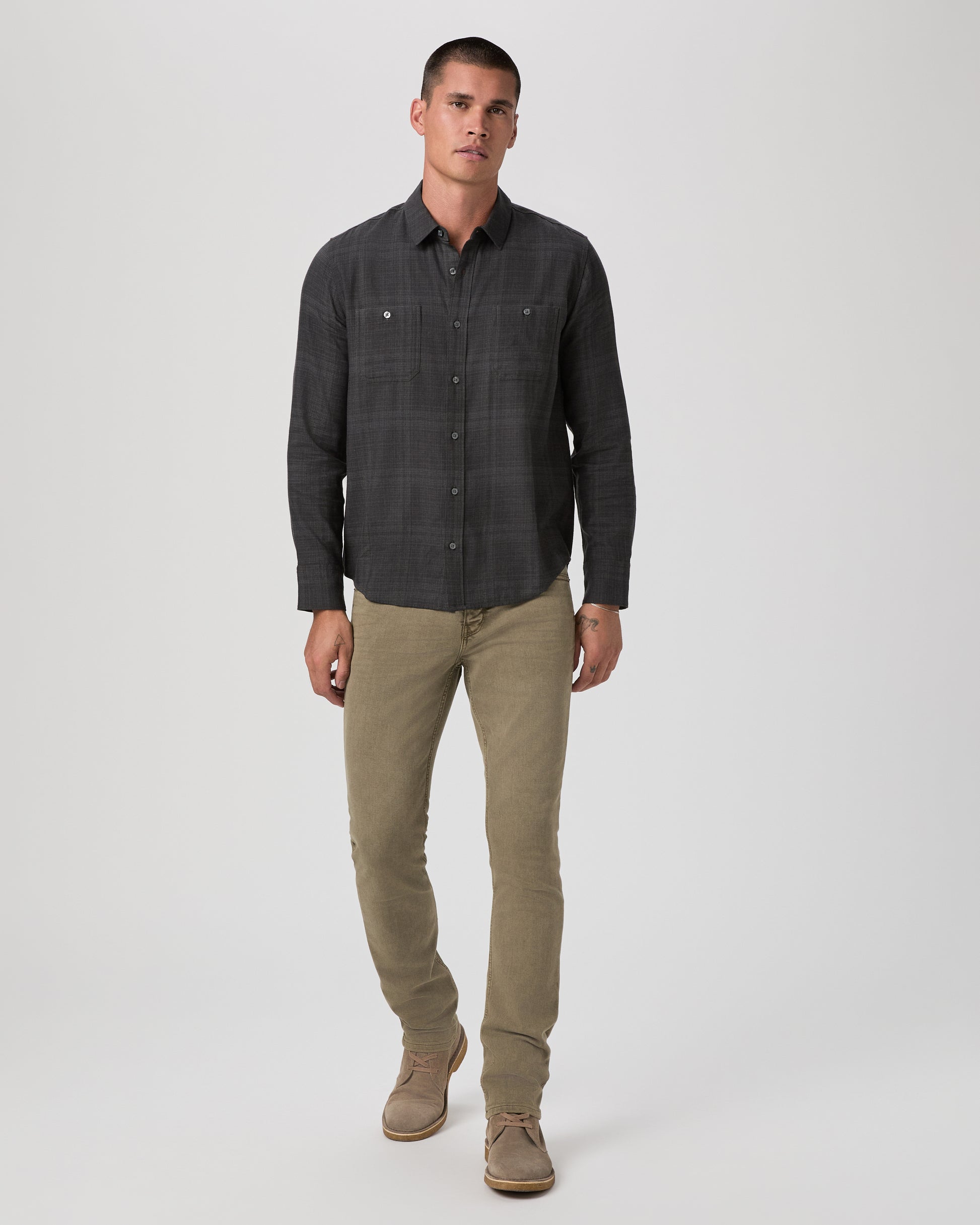 Everett Shirt - Black Charcoal Plaid S