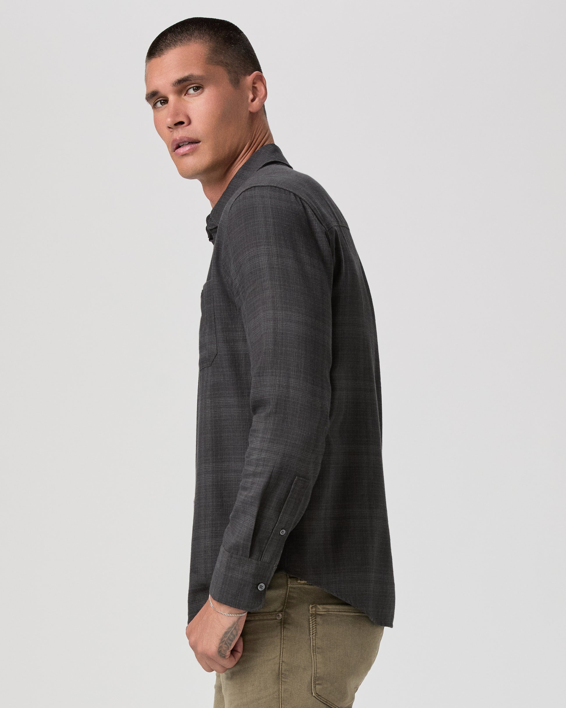 Everett Shirt - Black Charcoal Plaid S