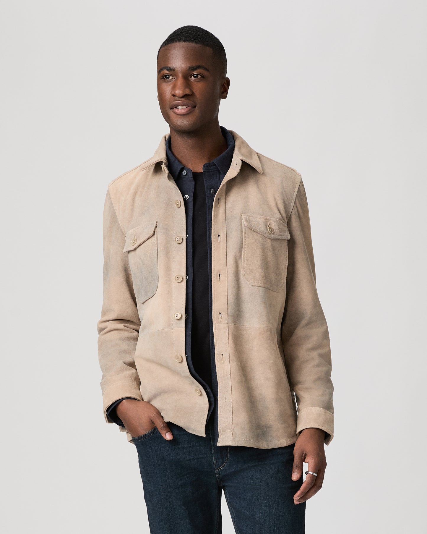 Peyman Jacket - Light Grey Suede S