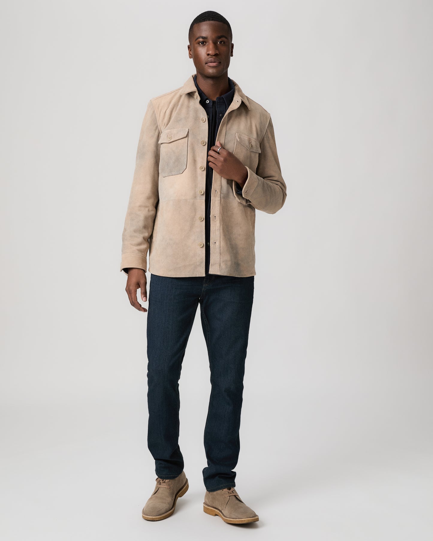 Peyman Jacket - Light Grey Suede S