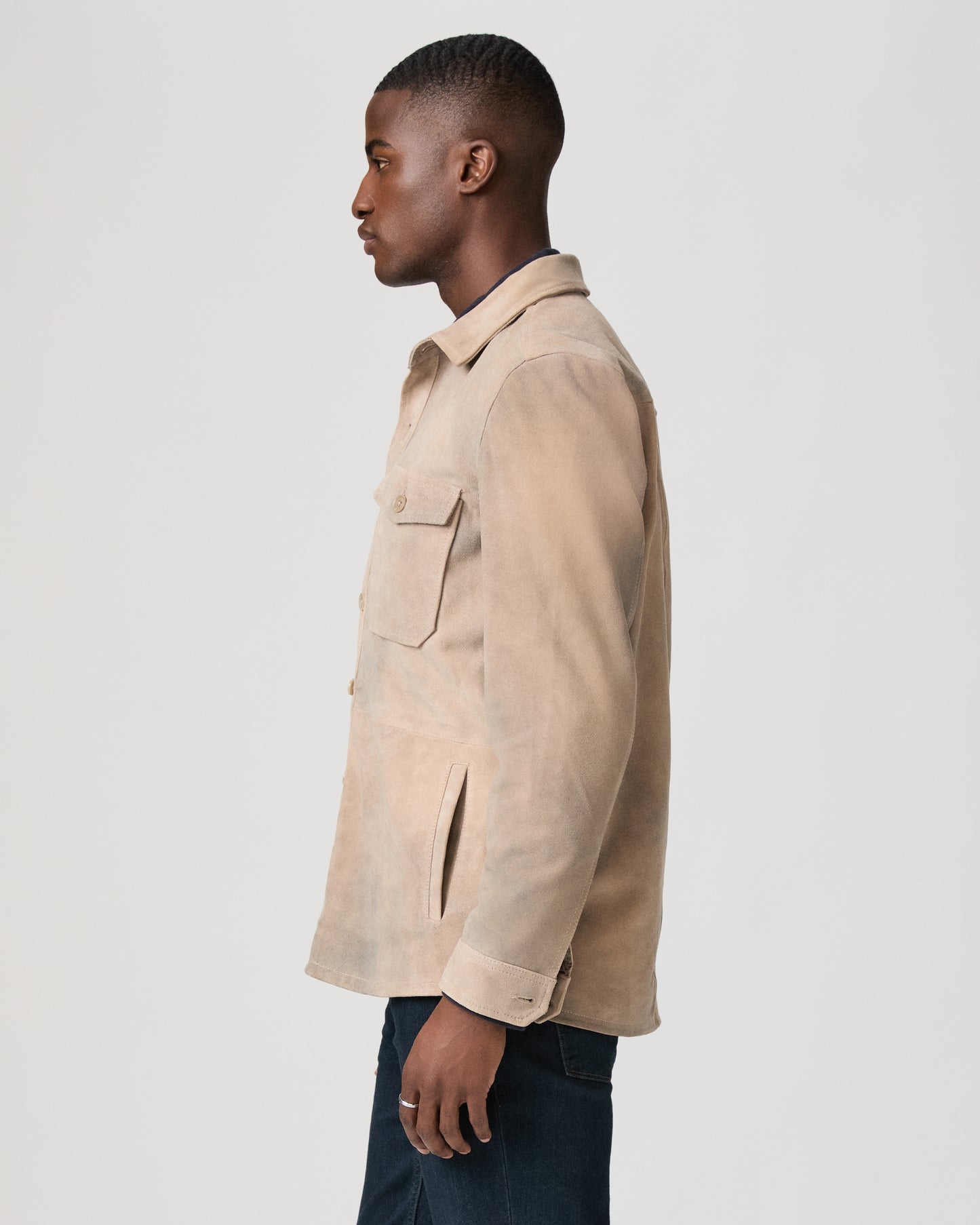 Peyman Jacket - Light Grey Suede S