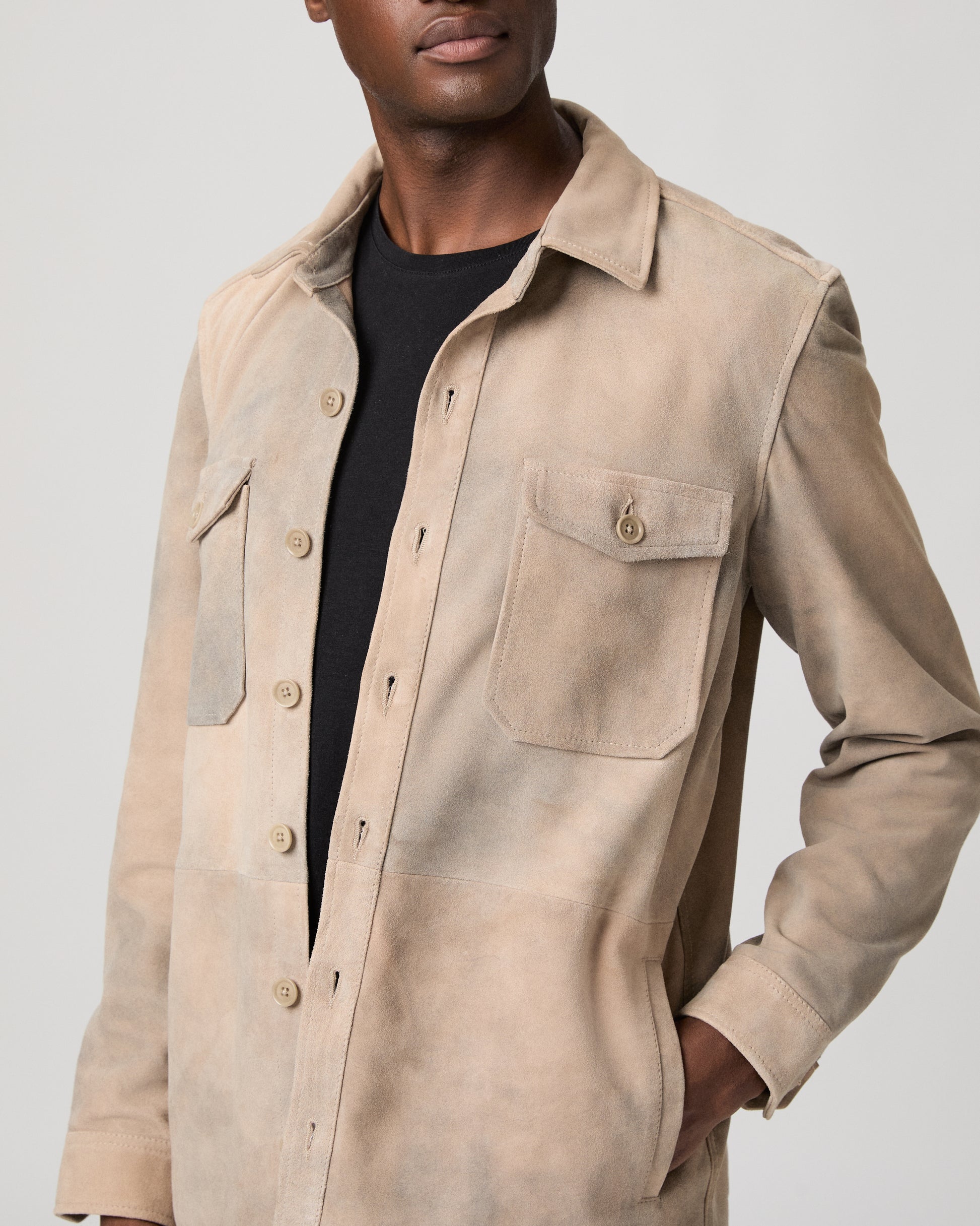 Peyman Jacket - Light Grey Suede S