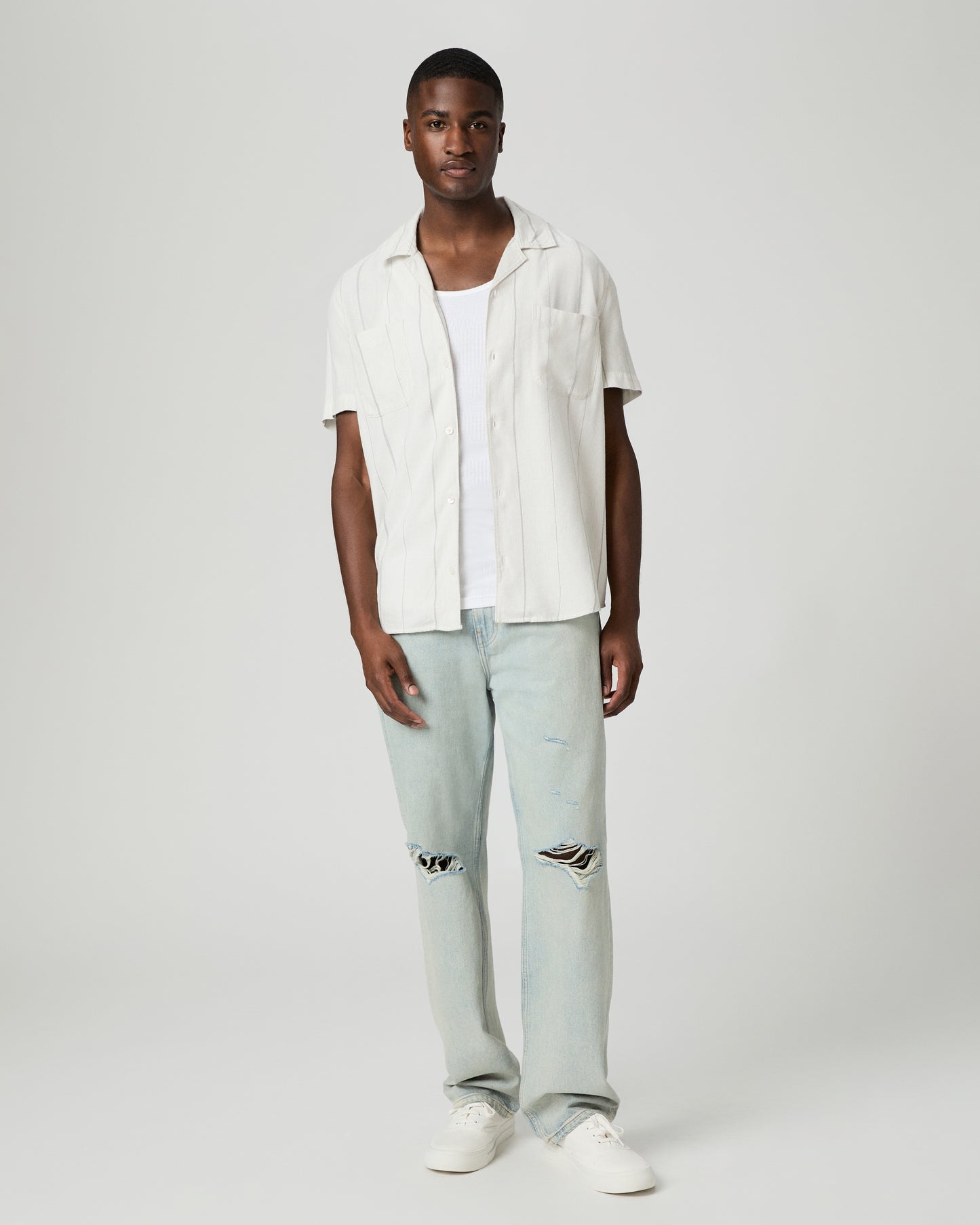 Jacobson Shirt - Blue Ivory Stripe S