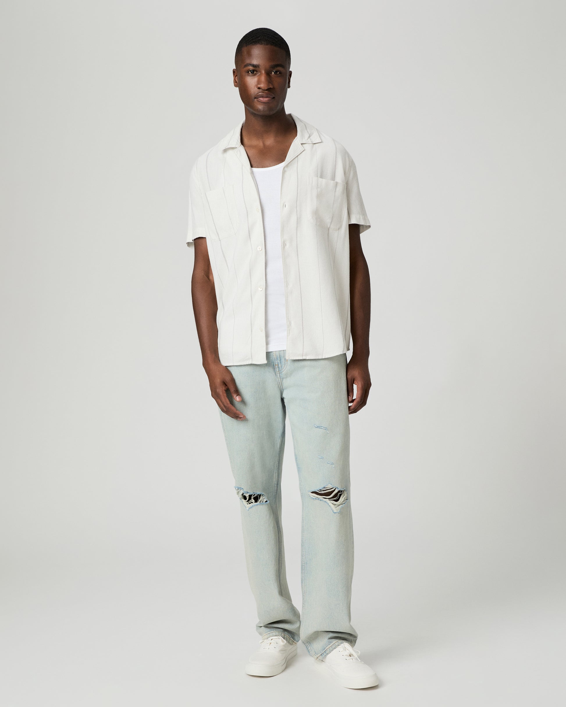 Jacobson Shirt - Blue Ivory Stripe S