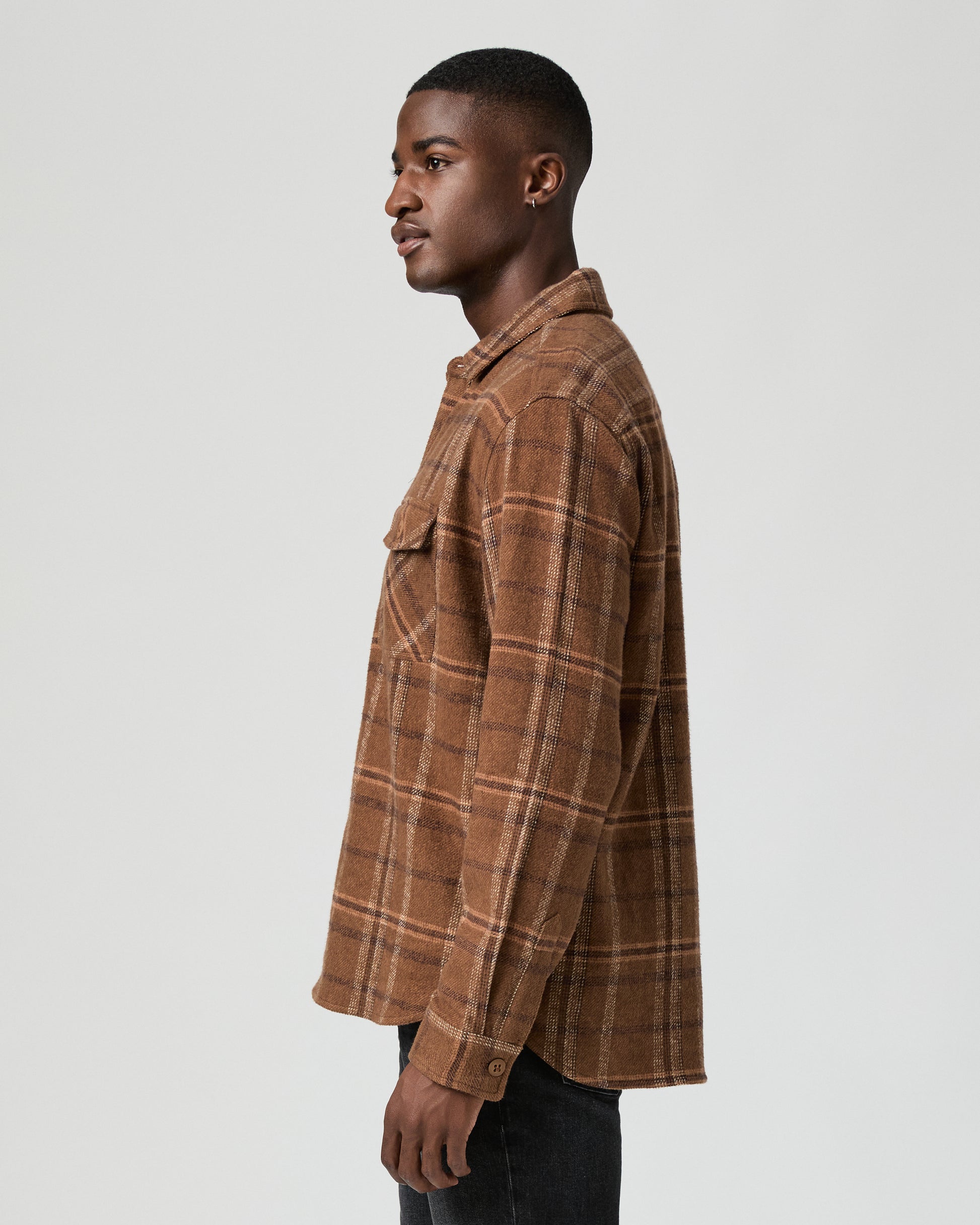 Seymore Overshirt - Dark Tobacco Plaid S
