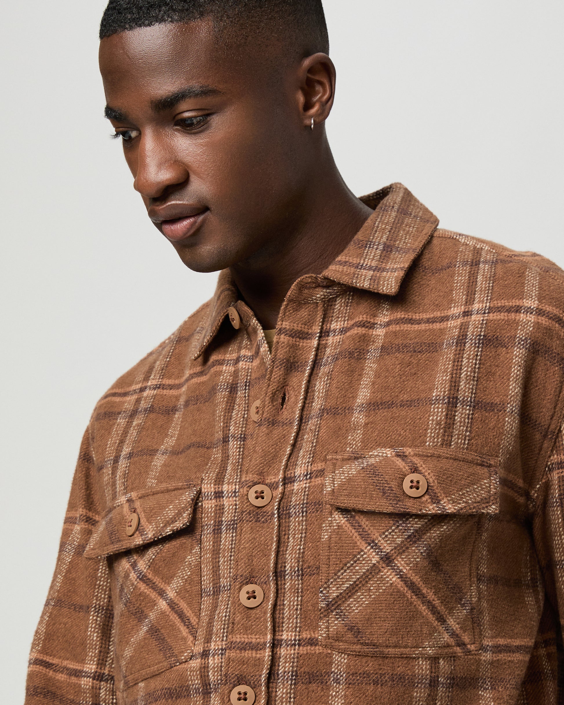 Seymore Overshirt - Dark Tobacco Plaid S