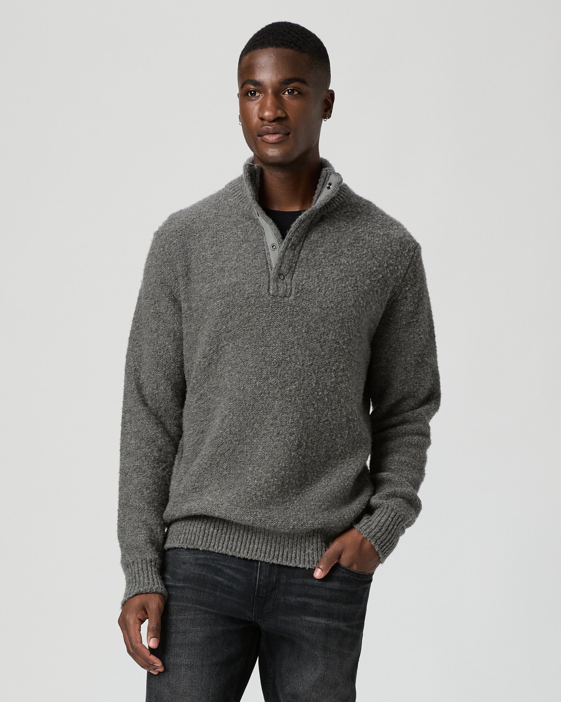 Kotoni Snap Collar Sweater - Dark Grey XS