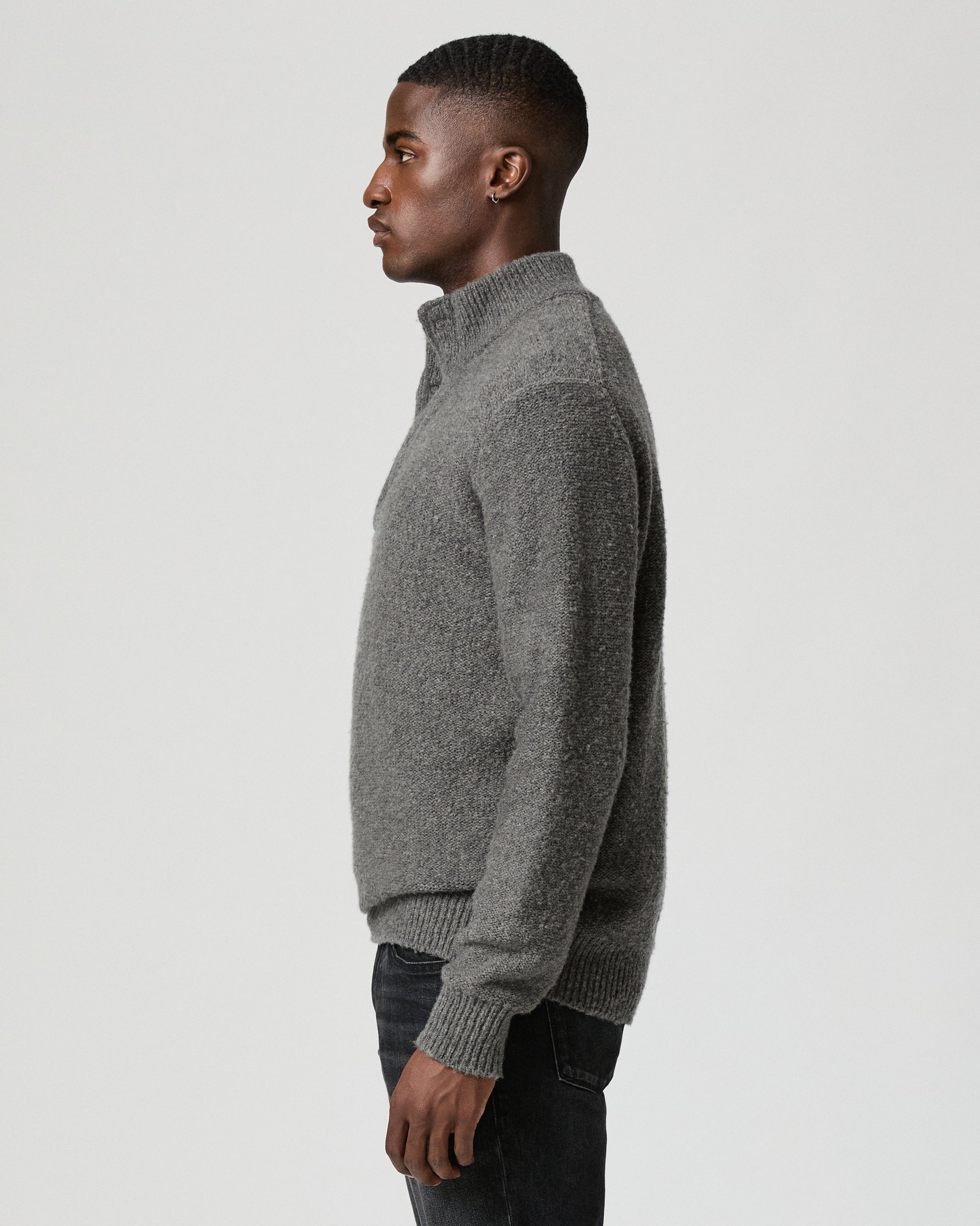 Kotoni Snap Collar Sweater - Dark Grey XS