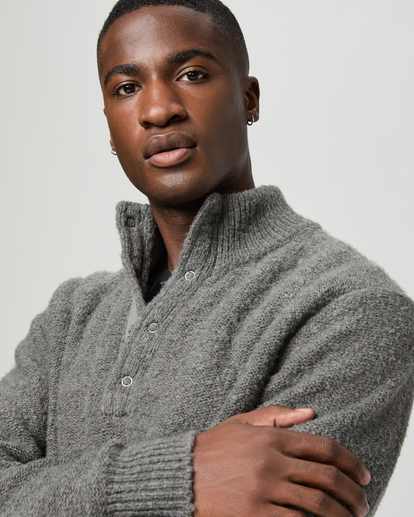 Kotoni Snap Collar Sweater - Dark Grey XS