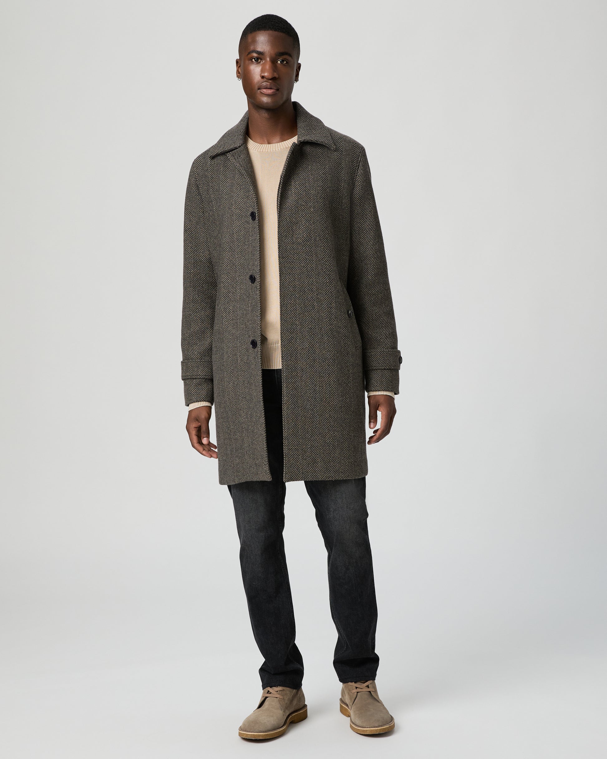 Brunetti Herringbone Coat - Camel/Black S