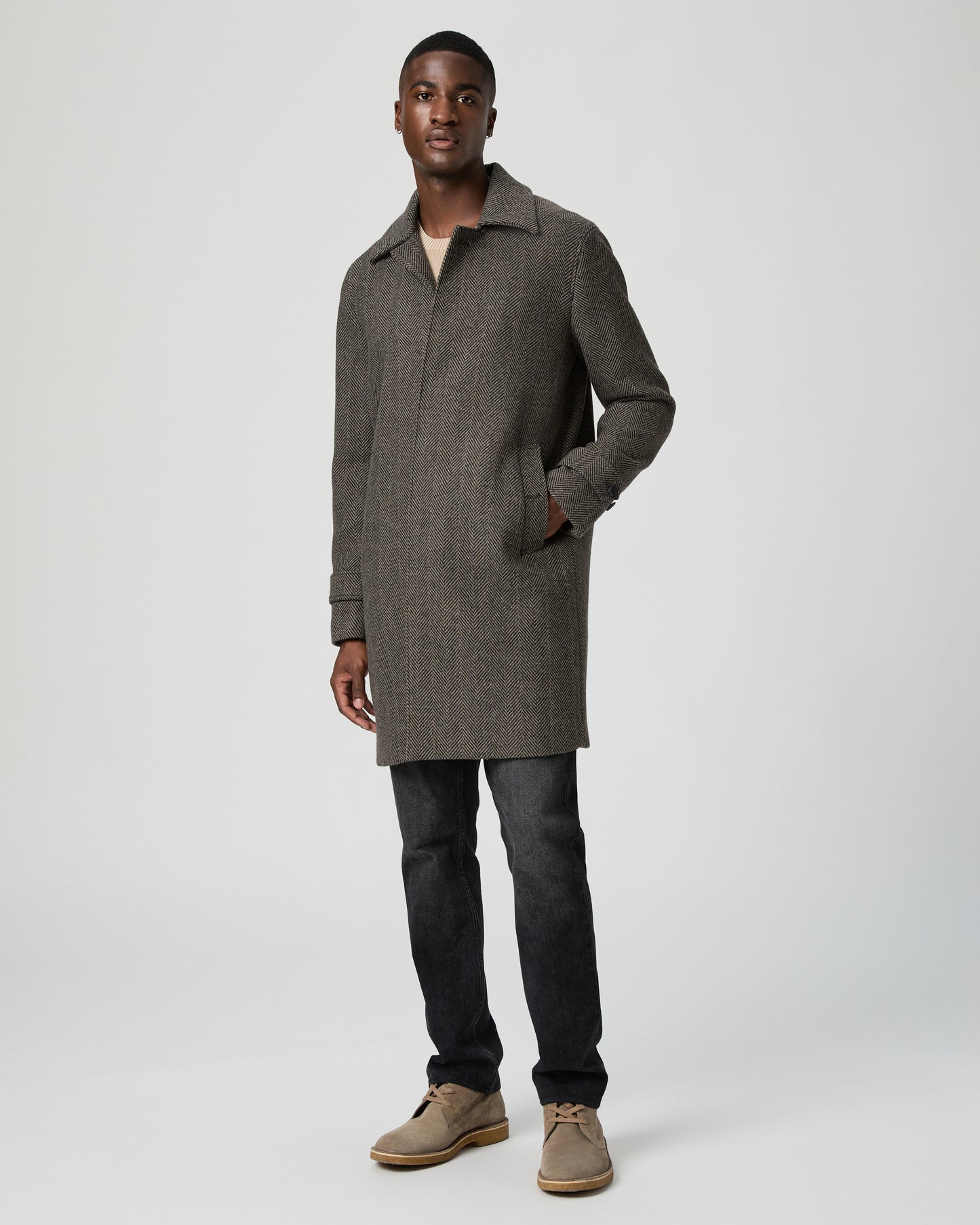 Brunetti Herringbone Coat - Camel/Black S