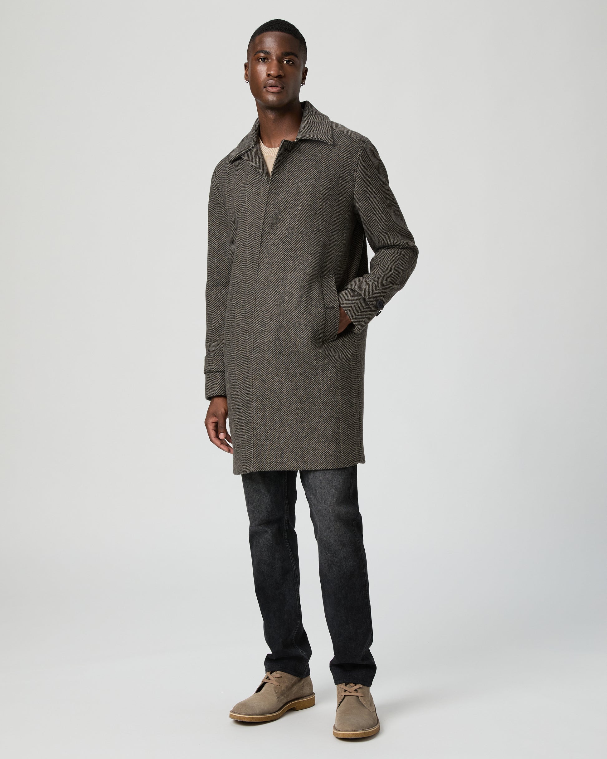 Brunetti Herringbone Coat - Camel/Black S