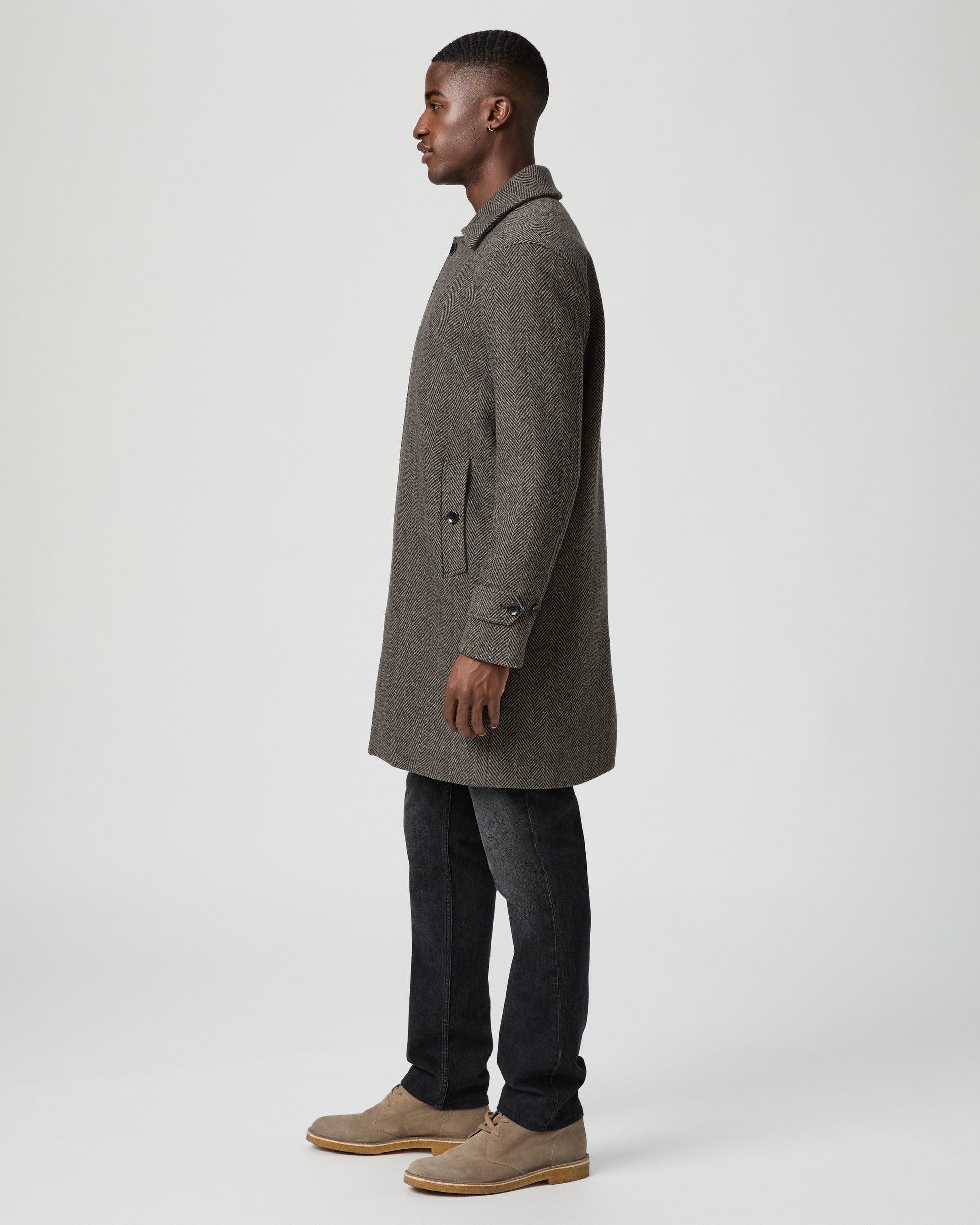 Brunetti Herringbone Coat - Camel/Black S