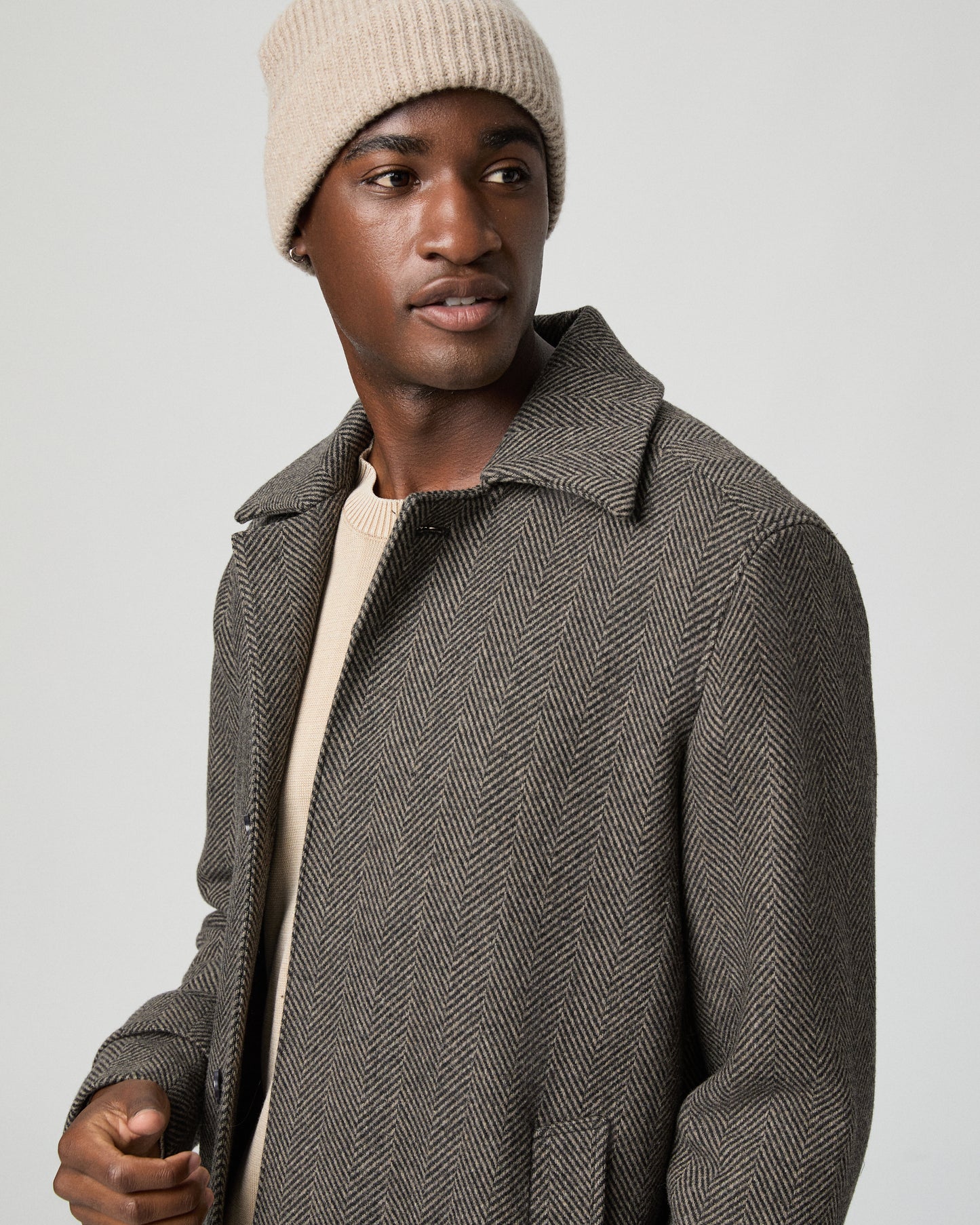 Brunetti Herringbone Coat - Camel/Black S