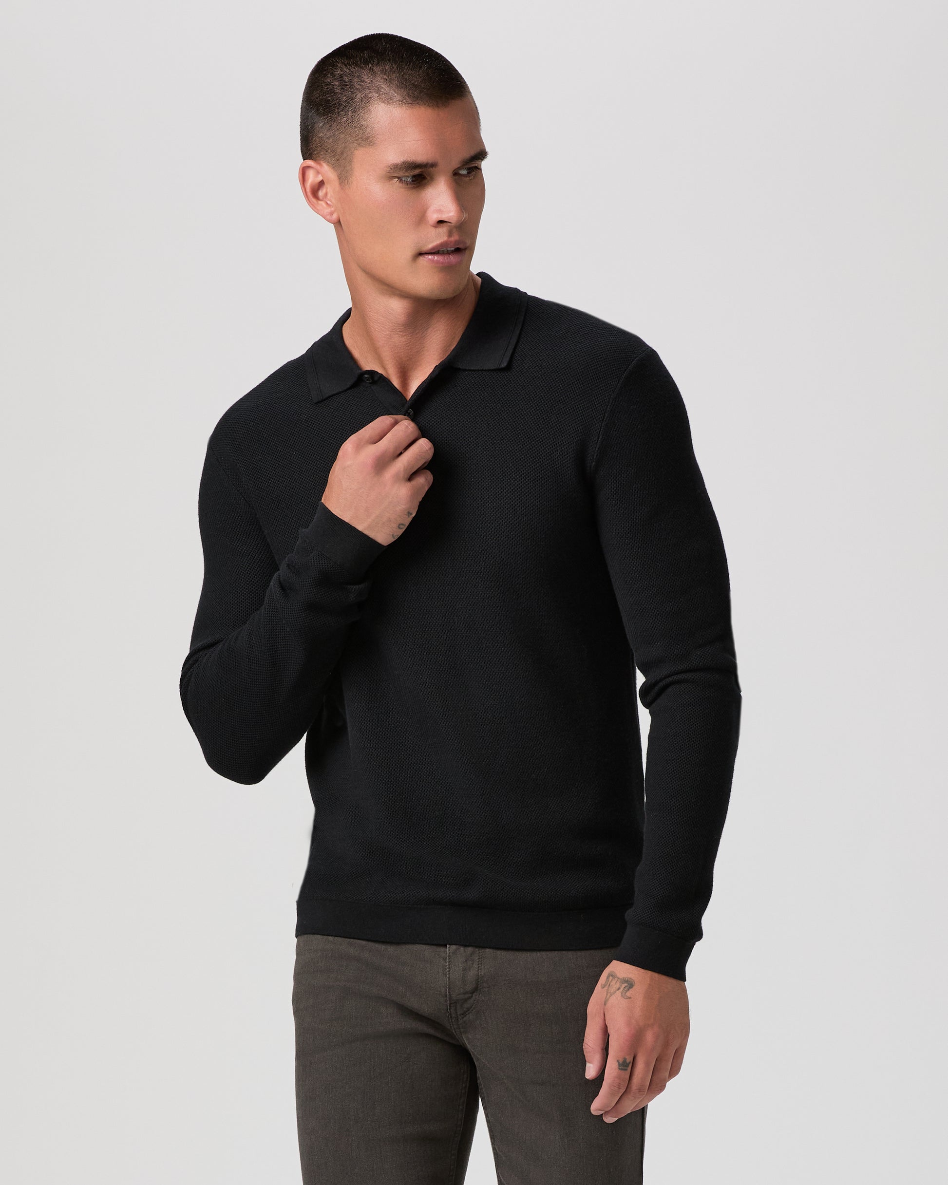 Selwyn Sweater Polo - Black S
