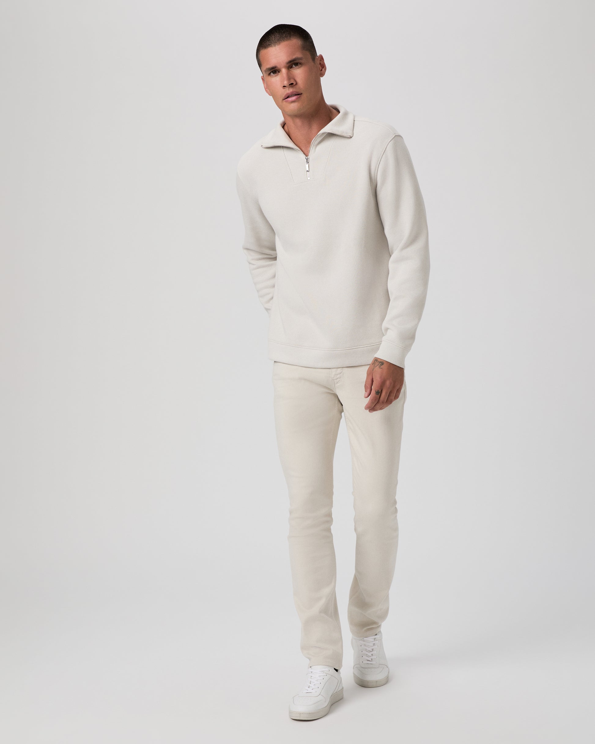 Orion Ribbed Quarter Zip Pullover - Grey Dove S