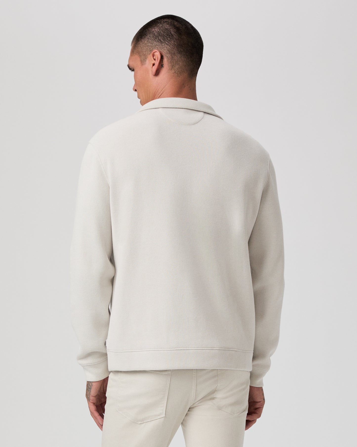 Orion Ribbed Quarter Zip Pullover - Grey Dove S