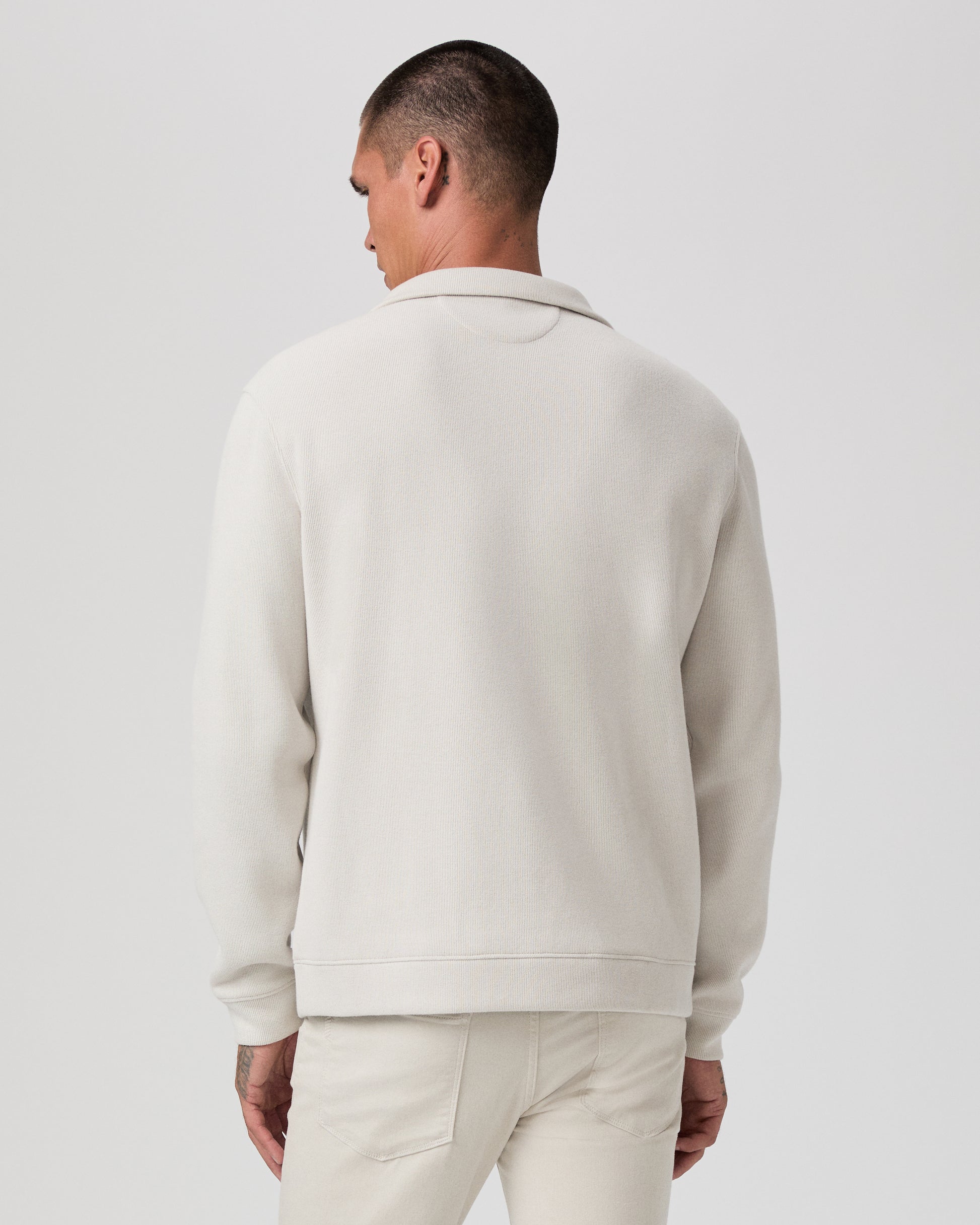Orion Ribbed Quarter Zip Pullover - Grey Dove S