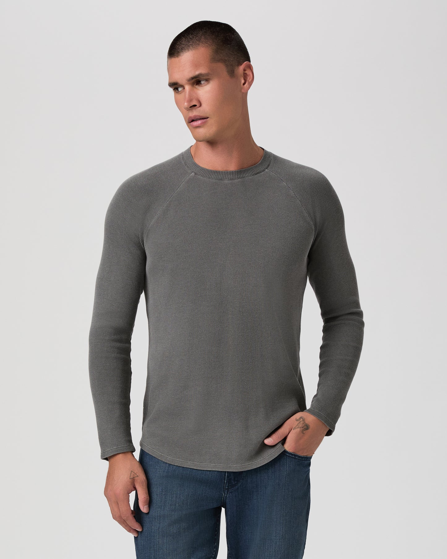 Davies Waffle Tee - Vintage Faded Charcoal S