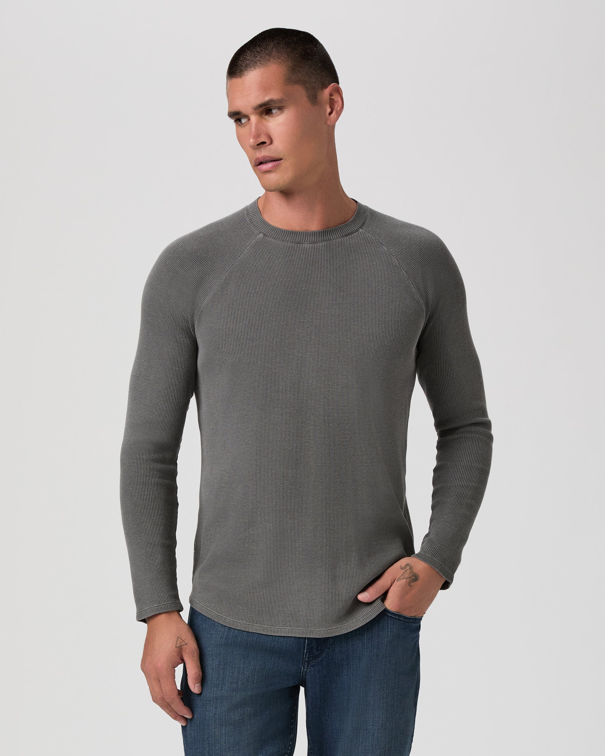 Davies Waffle Tee - Vintage Faded Charcoal S