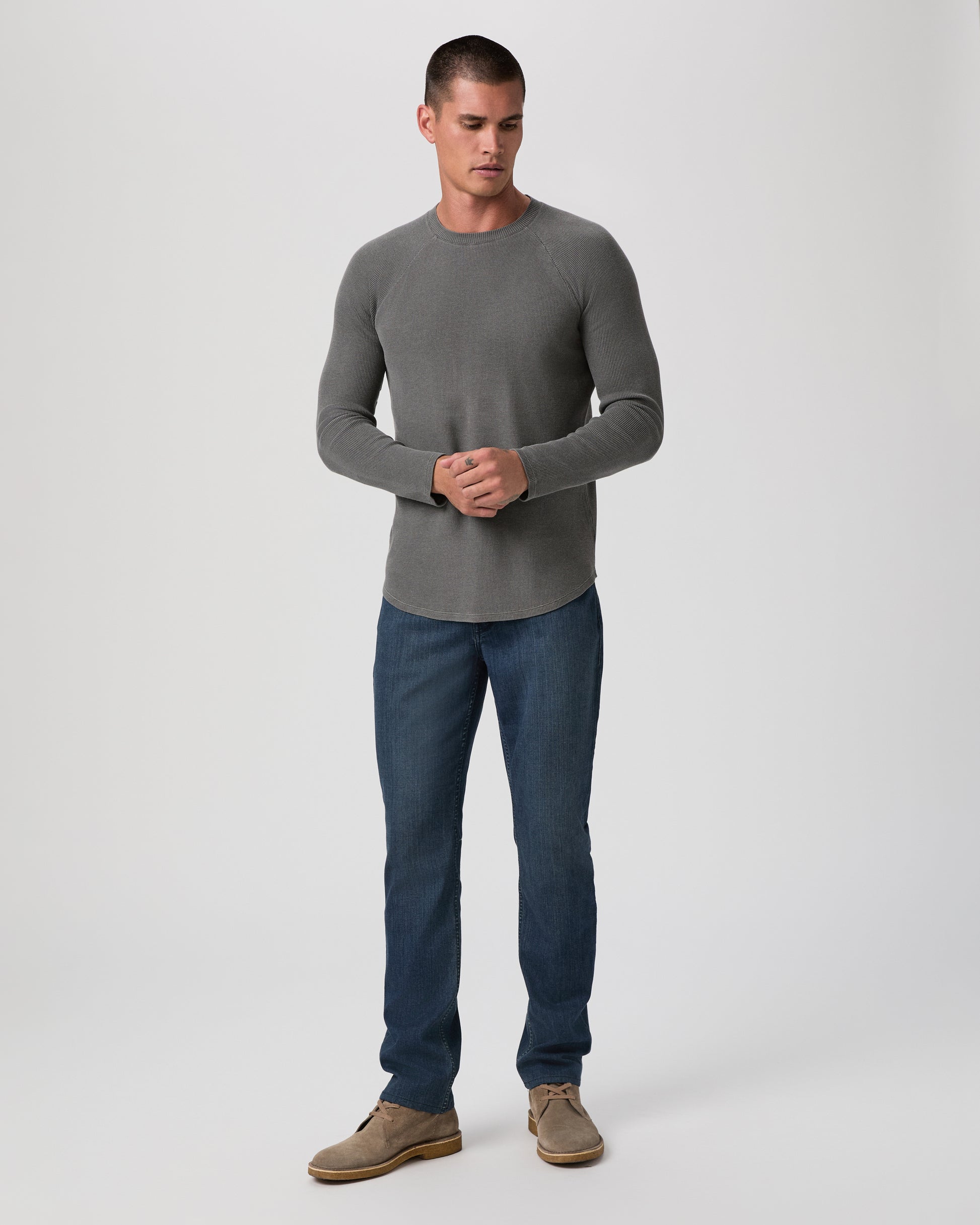 Davies Waffle Tee - Vintage Faded Charcoal S