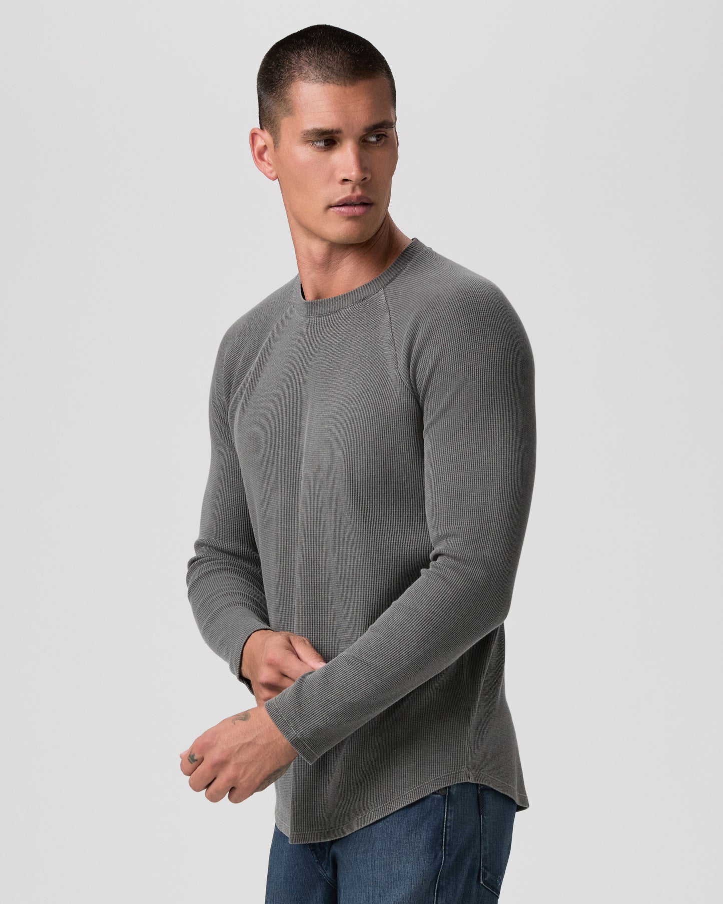 Davies Waffle Tee - Vintage Faded Charcoal S