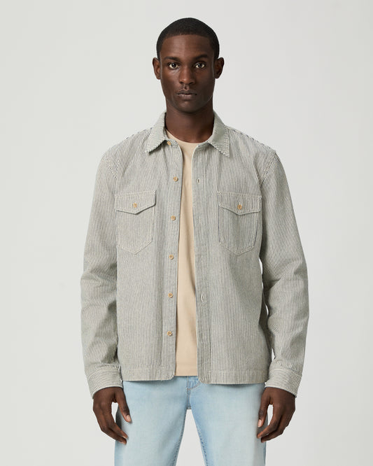 Renzi Denim Shirt - Ecru Indigo Stripe XS