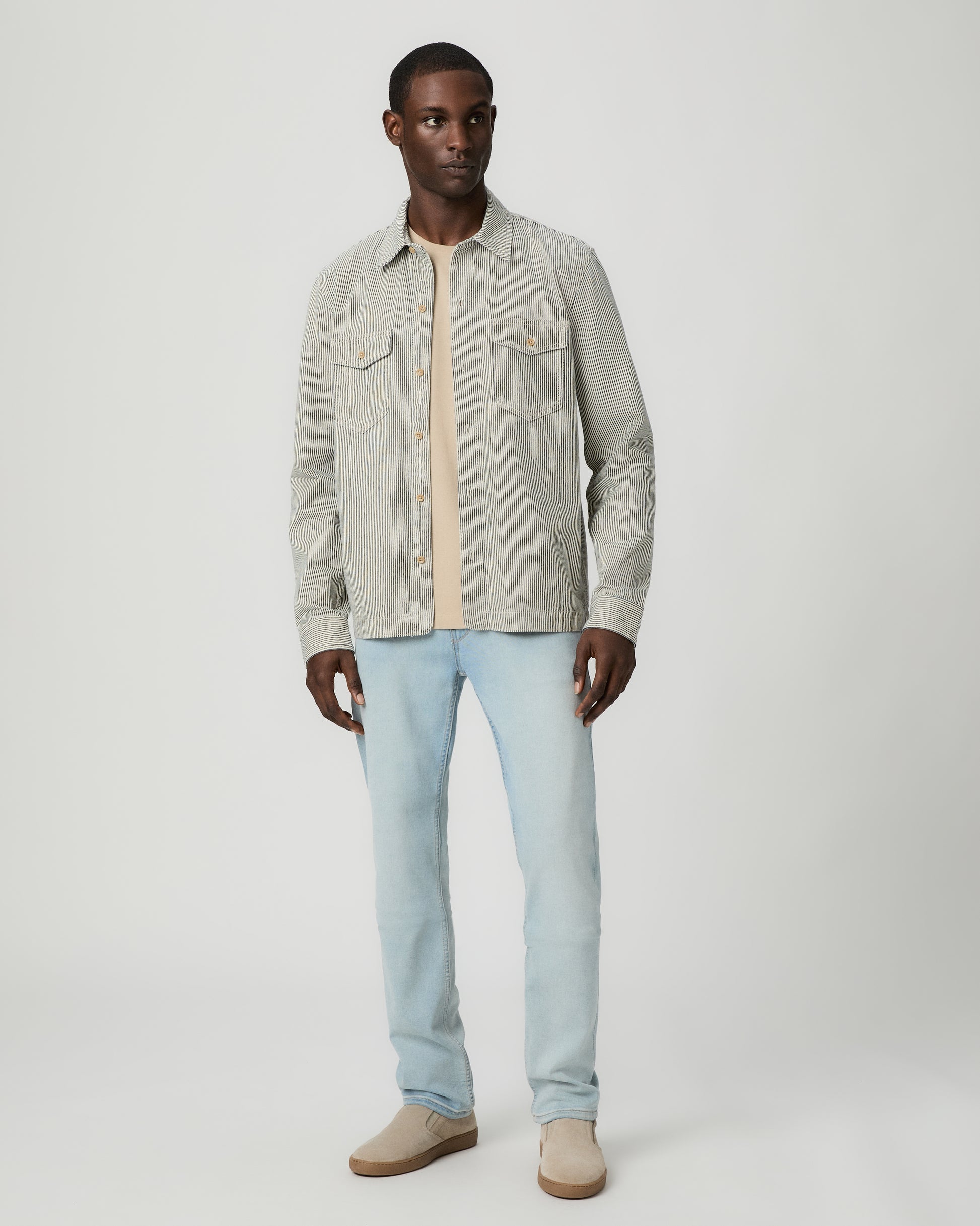 Renzi Denim Shirt - Ecru Indigo Stripe XS