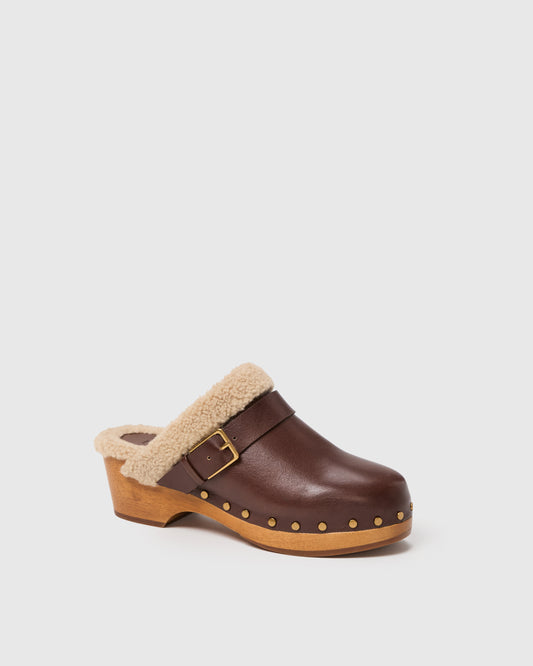 Helena Heeled Mule - Auburn Leather